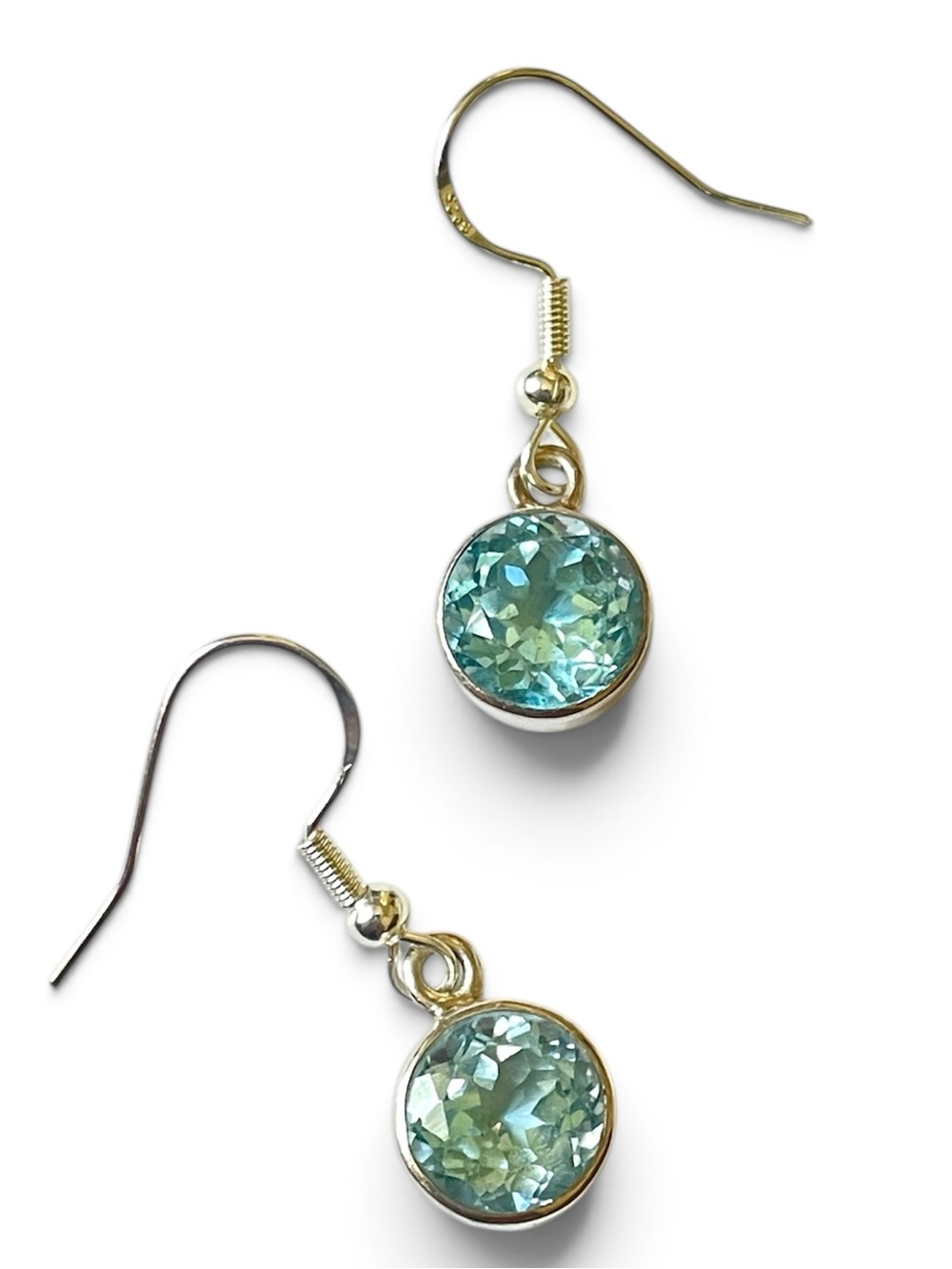 925 Sterling silver natural Swiss Blue Topaz danglers! 1.25 inches